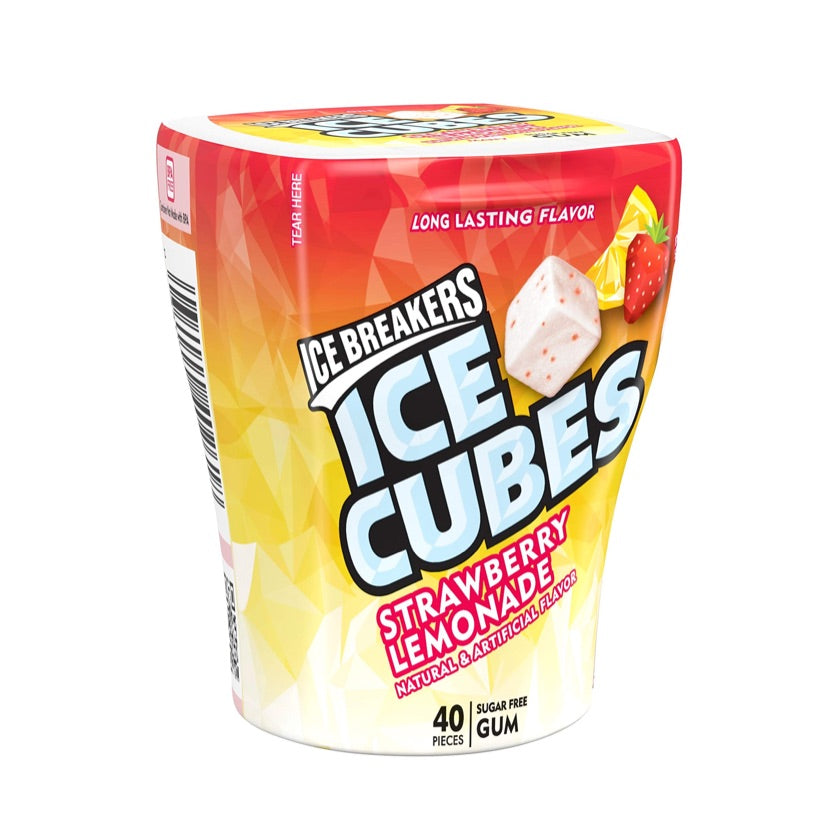 Chicles Ice Cubes Sin Azúcar Limonada de Fresa x40 Unidades