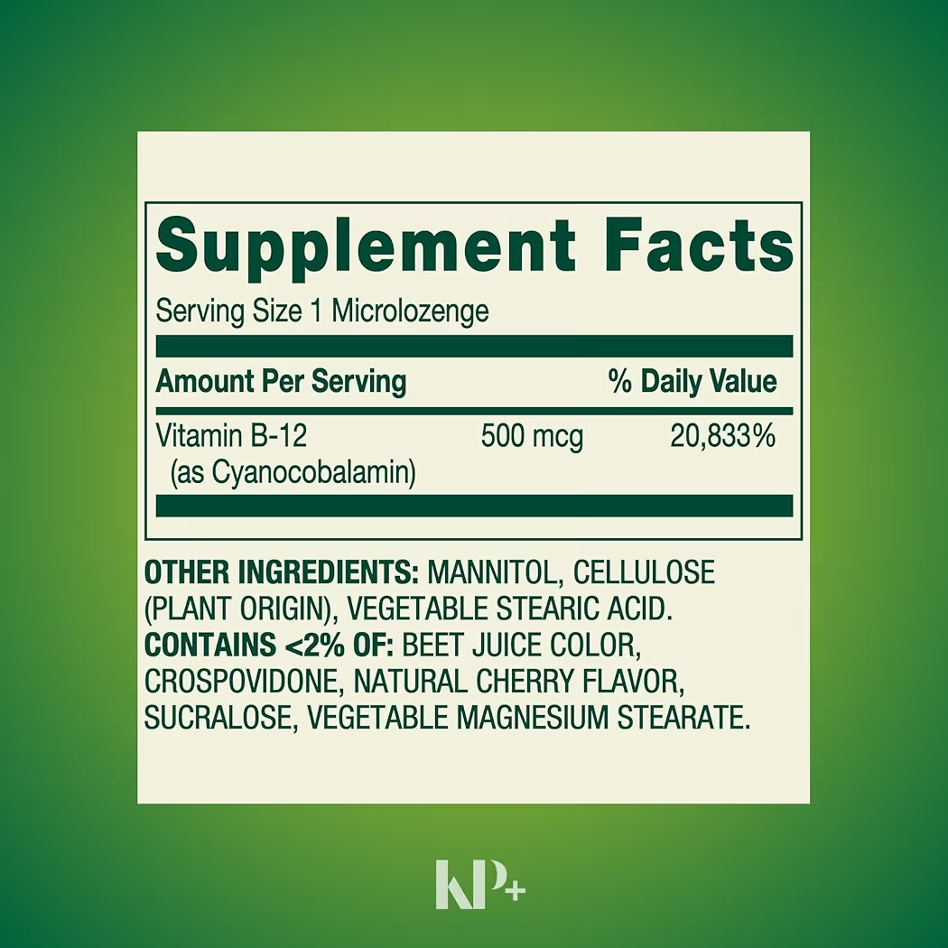 METABOLISM: Micro Pastillas Spring Valley Vitamina B12 Siblingual Sabor Cereza x200 Unidades