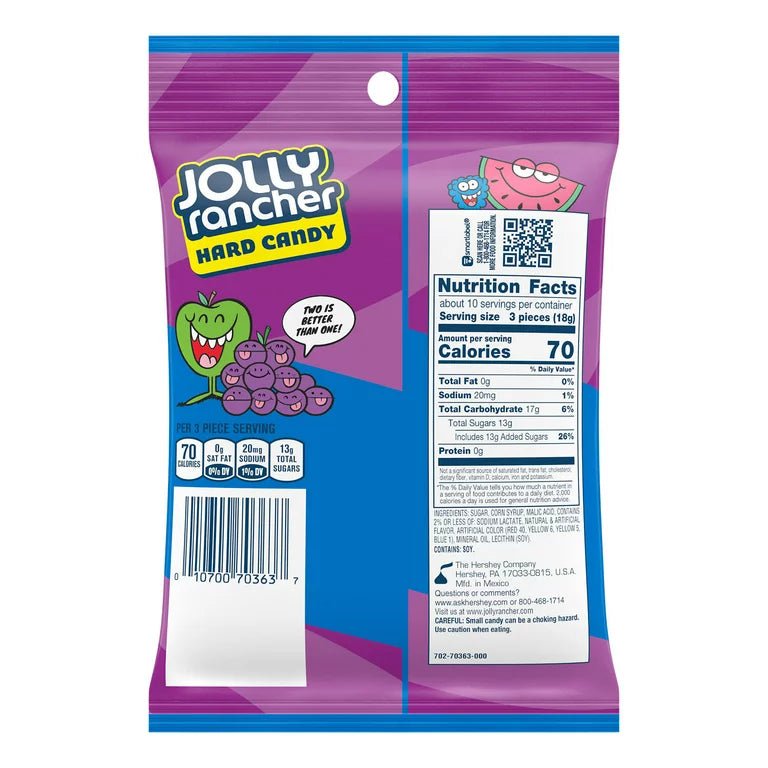Caramelos Duros Jolly Rancher Frutales 2 en 1 - 184g