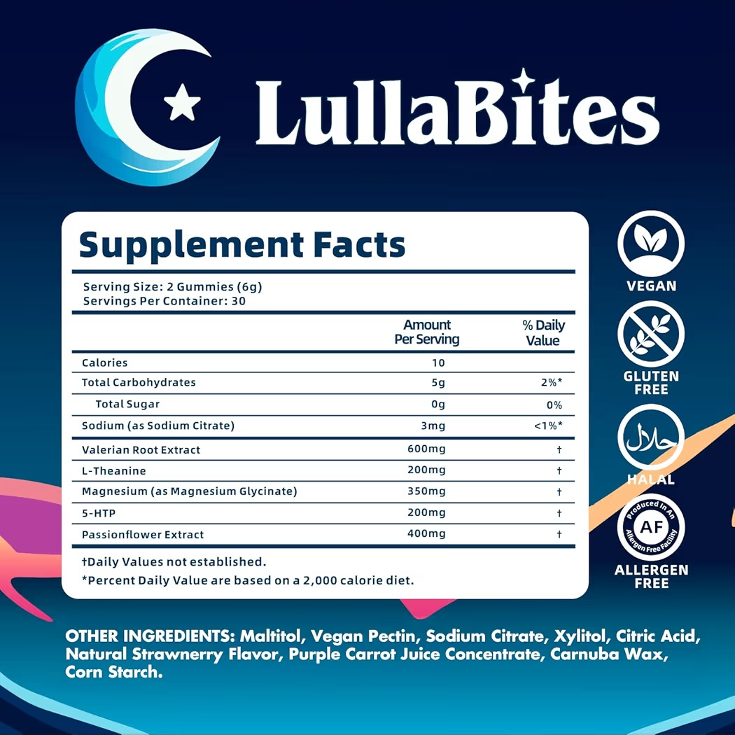 SLEEP: Gomitas Naturales LullaBites Sweet Strawberry Stars