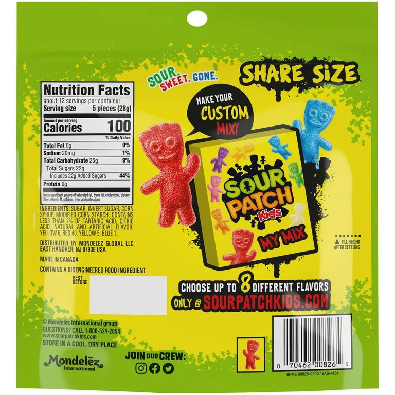 Gomitas Sour Patch BIG KIDS Extra Grande 340g