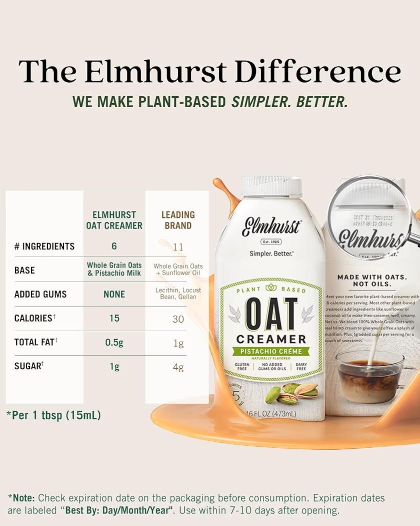 Crema Avena Elmhurst Pistachio Créme 473 mL
