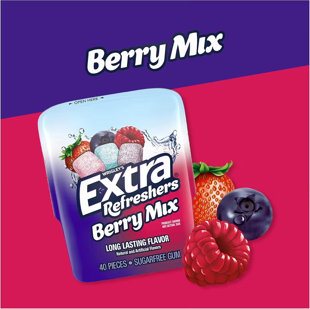 Chicles Wrigley’s Extra Refreshers Sin Azúcar Berry Mix x40 Unidades