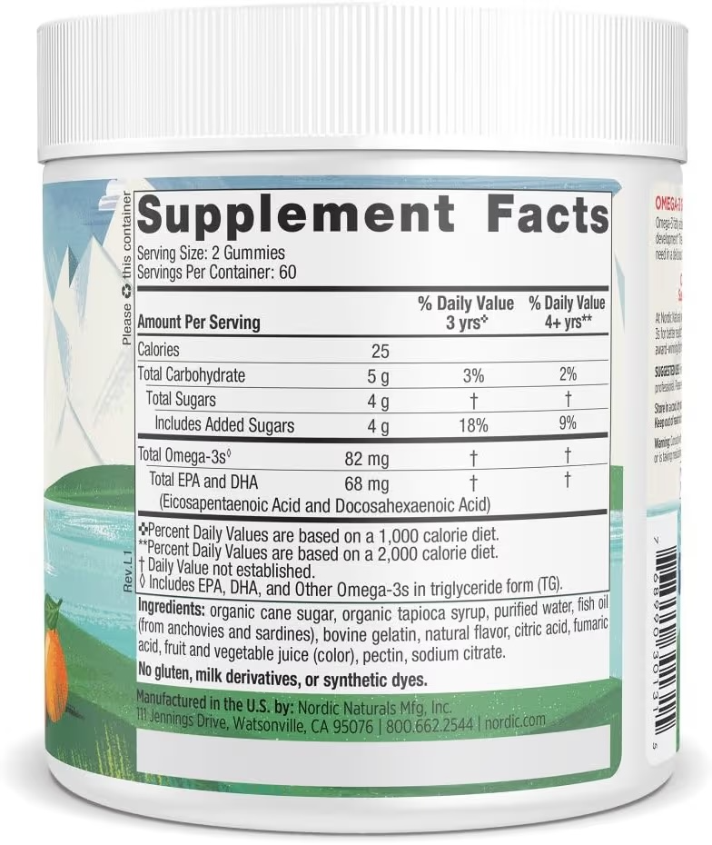 Gomitas Omega-3 Nordic Naturals Fish Oil Sabor Mandarina x120 Unidades