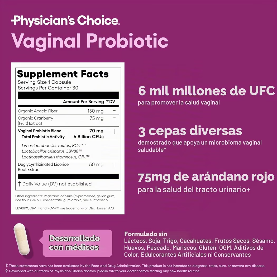 WOMEN: Cápsulas Physician’s Choice Vaginal Probiotic x30 Unidades