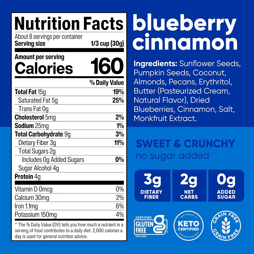 Granola Nueces Nútrail Blueberry Cinnamon No Sugar Added 227g