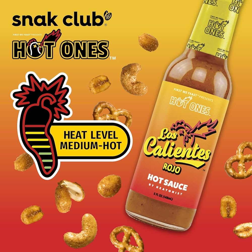 Mix Snacks Surtidos x Salsa Hot Ones Los Calientes Rojo Tamaño Grande 283g