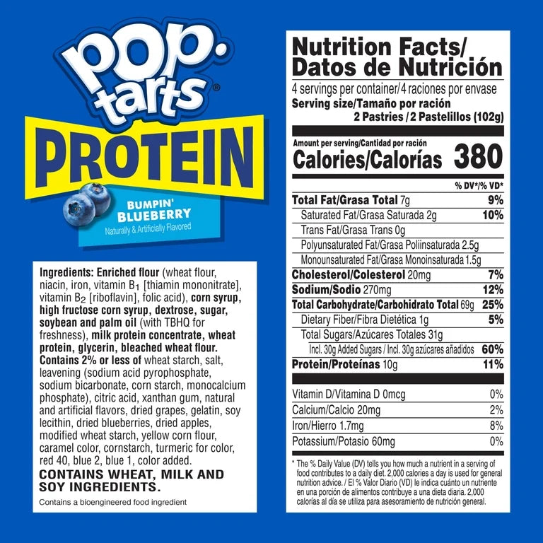 Pop Tarts Bumpin’ Blueberry 10g Proteína x8 Unidades - 408g