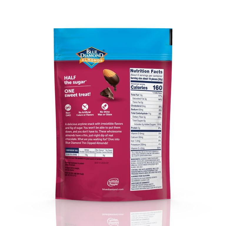 Almendras Cubiertas Blue Diamond Double Dark Chocolate Tamaño Grande 227g