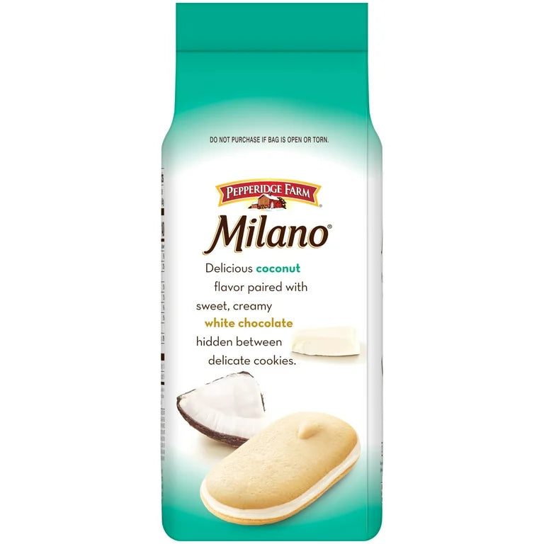 Galletas Rellenas Pepperidge Farm Milano Coco + Chocolate Blanco Tamaño Grande 198g