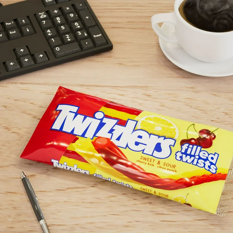 Caramelos Masticables Twizzlers Filled Twists Naranja & Cereza Tamaño Grande 311g