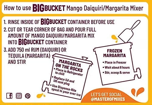 Mezcla Lista Big Bucket Master Of Mixes Mango Daiquirí/Margarita (Just Add Rum or Tequila) 2.8L