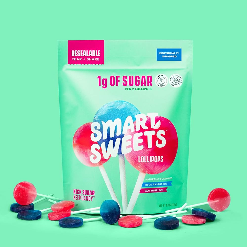 Chupetas Smart Sweets Bajas en Azúcares Surtidas Tamaño Grande 86g