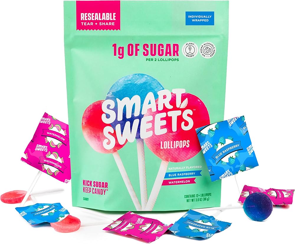 Chupetas Smart Sweets Bajas en Azúcares Surtidas Tamaño Grande 86g