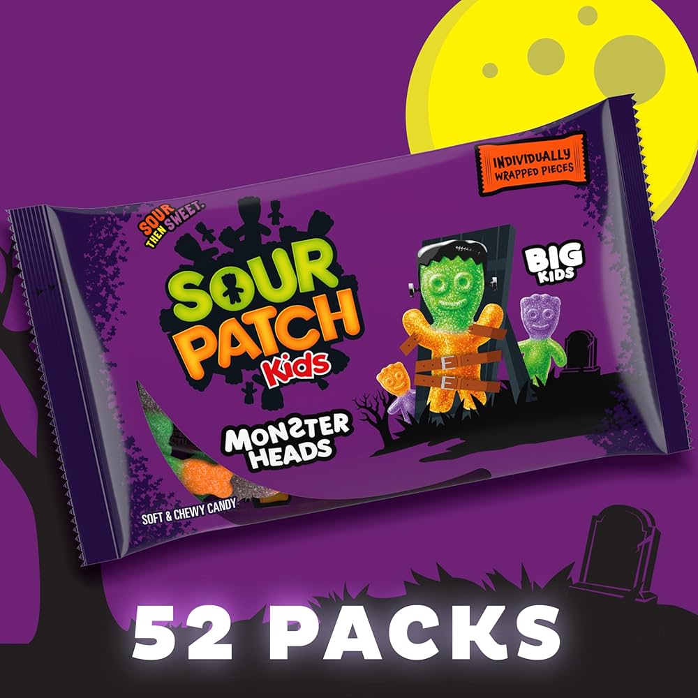 HALLOWEEN: Gomitas Sour Patch Big Kids Monster Heads x52 Unidades - 283g