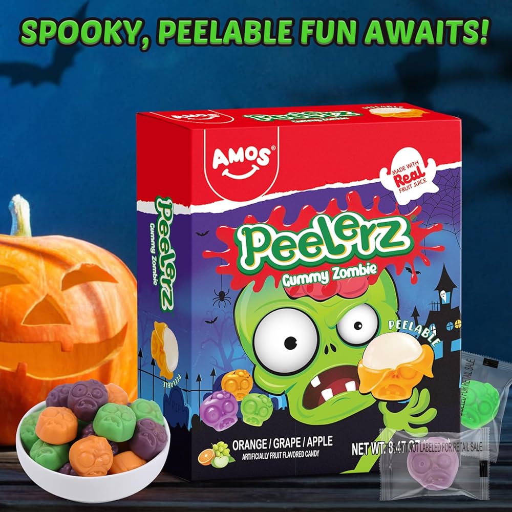 HALLOWEEN: Gomitas Frutos Verdes Pelables Amos Peelerz Gummy Zombie 240g
