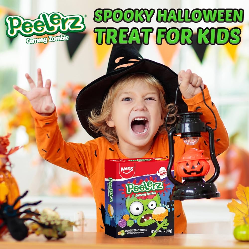 HALLOWEEN: Gomitas Frutos Verdes Pelables Amos Peelerz Gummy Zombie 240g