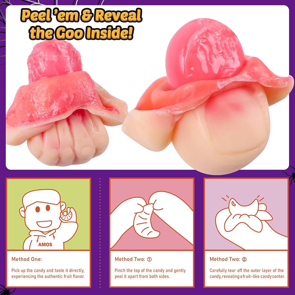 HALLOWEEN: Gomitas Fresa & Frambuesa Pelables Amos Peelerz Gummy Body Parts 240g