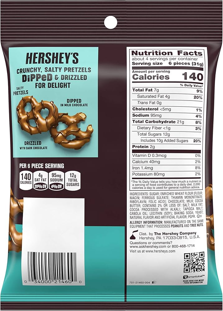 Hershey’s Dipped Pretzels Milk Chocolate + Dark Chocolate 120g