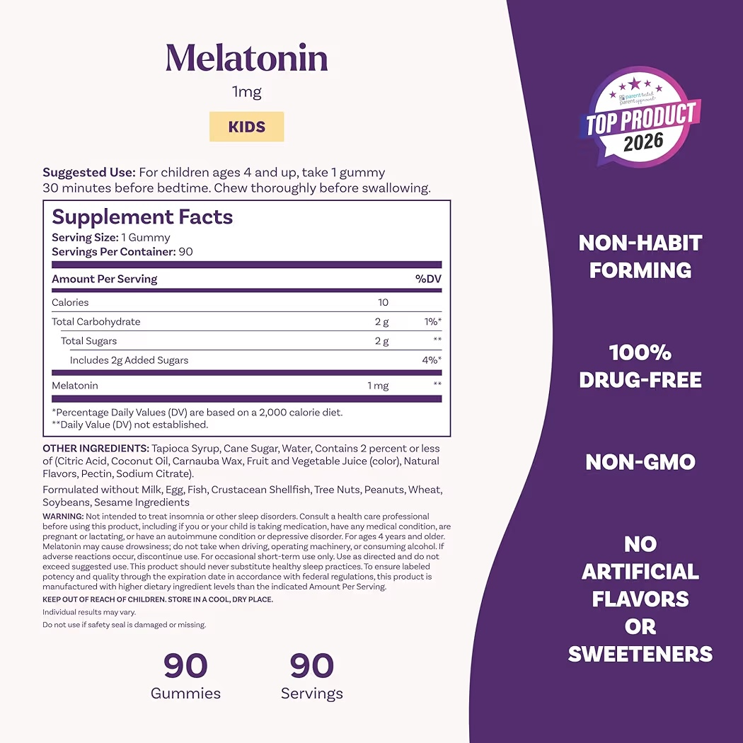 MELATONIN KIDS: Gomitas Natrol Kids Apoyo Sueño 1mg Frambuesa x90 Unidades