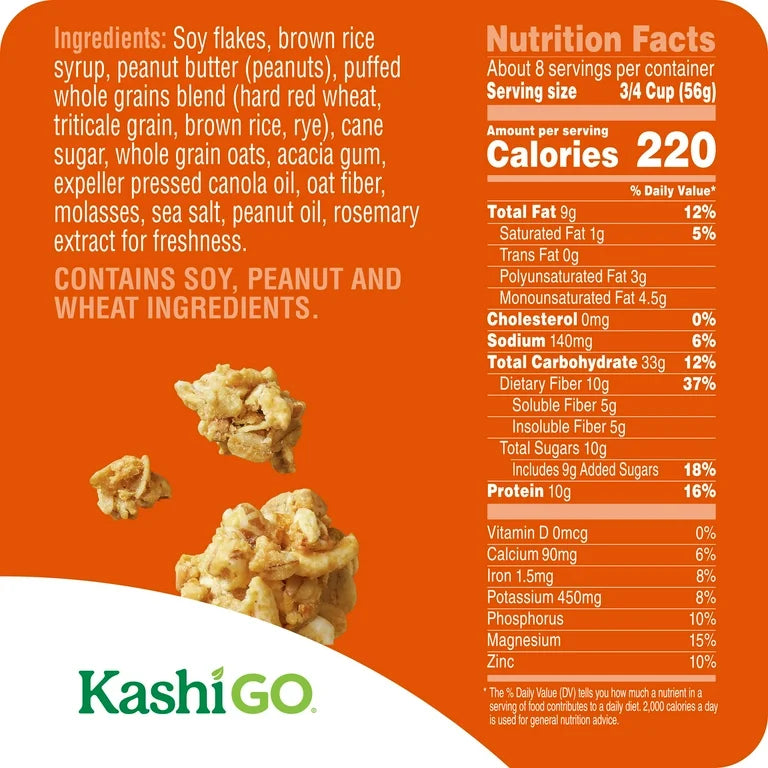 Cereal Kashi GO Peanut Butter Crunch 10g Proteína 10g Fibra - 479g