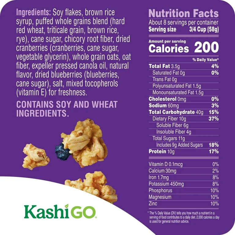 Cereal Kashi GO Mixed Berry Crunch 10g Proteína 10g Fibra - 501g