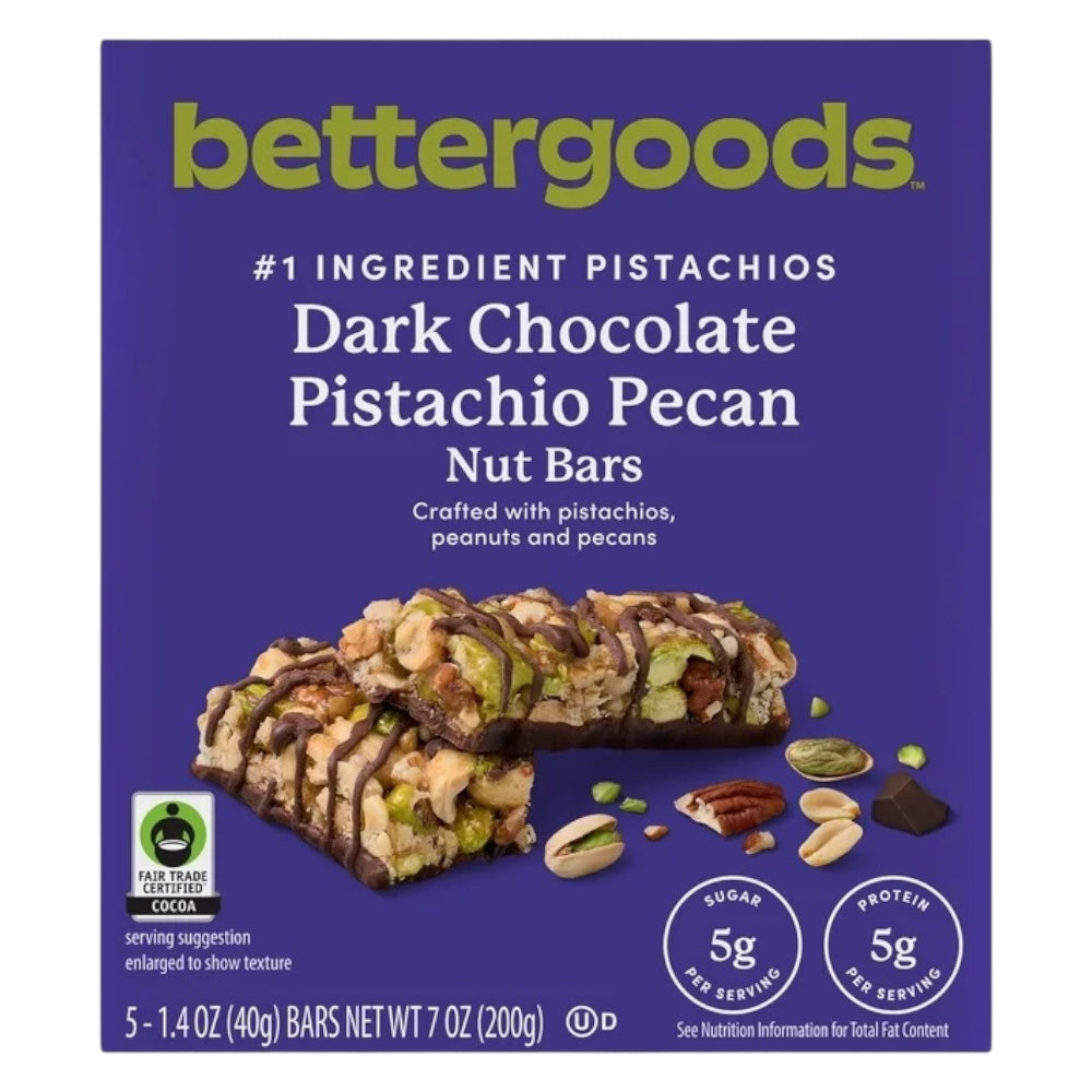 Barras Proteína Bettergoods Dark Chocolate Pistachio Pecan x5 Unidades - 200g