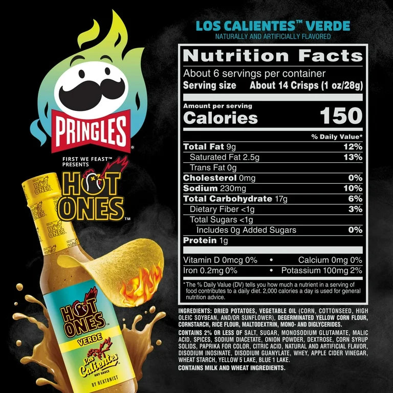 Pringles Hot Ones Los Calientes Verde 155g