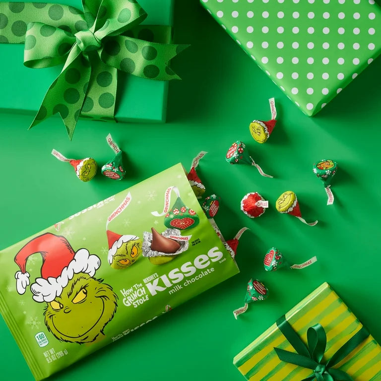 NAVIDAD: Hershey’s Kisses Grinch Milk Chocolate Tamaño Grande 269g