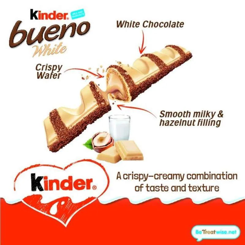 Kinder Bueno White Chocolate Blanco y Avellanas 19g