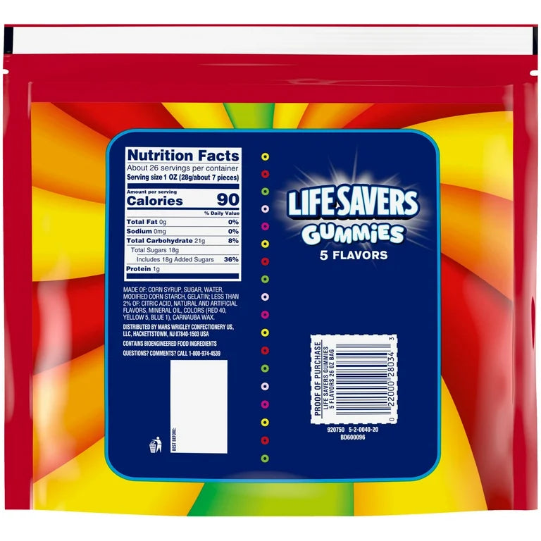 Gomitas Lifesavers 5 Flavors Tamaño Familiar 411g