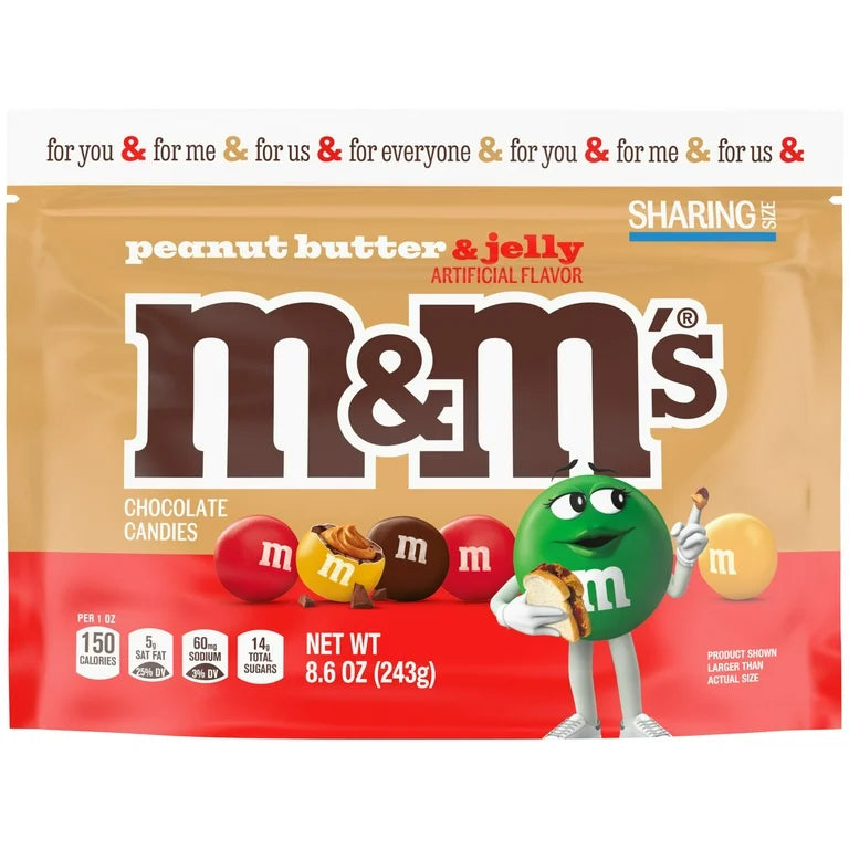 M&M’S Mantequilla de Maní + Jalea de Fresa Tamaño Grande 243g
