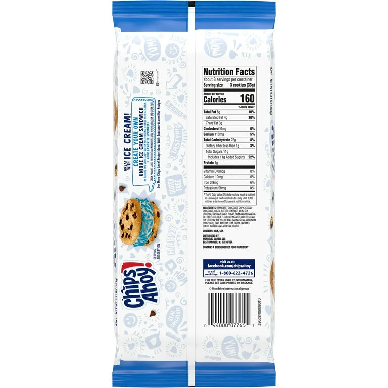 Galletas Chips Ahoy! Original Libre de Gluten Tamaño Grande 263g