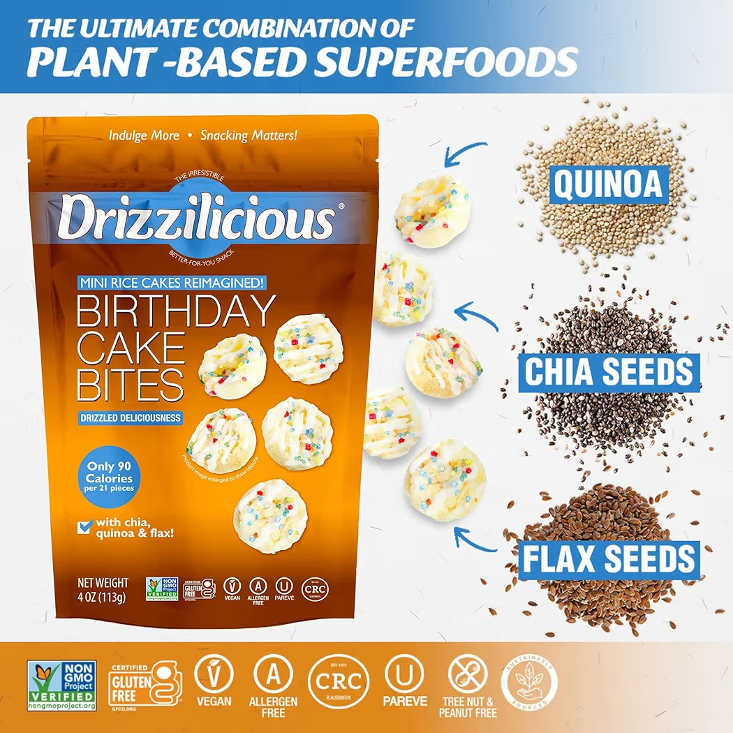 Mini Pasteles Arroz Drizzilicious Birthday Cake Bites 113g