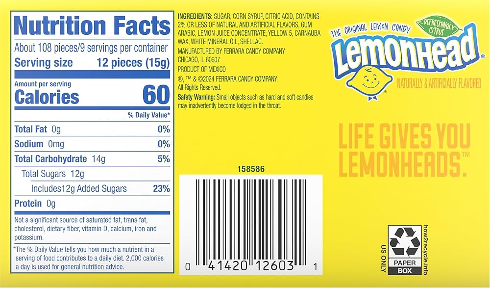 Caramelos Duros Limón Lemonhead 142g