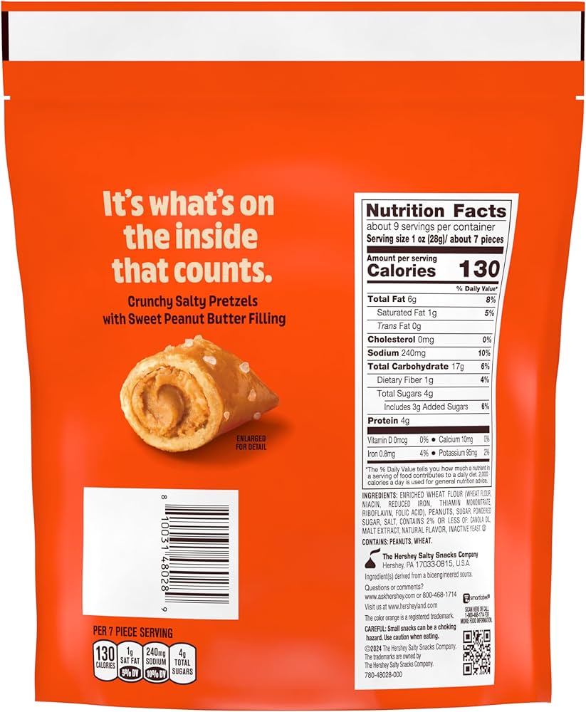 Reese’s Pretzels Rellenos Mantequilla de Maní Tamaño Grande 255g