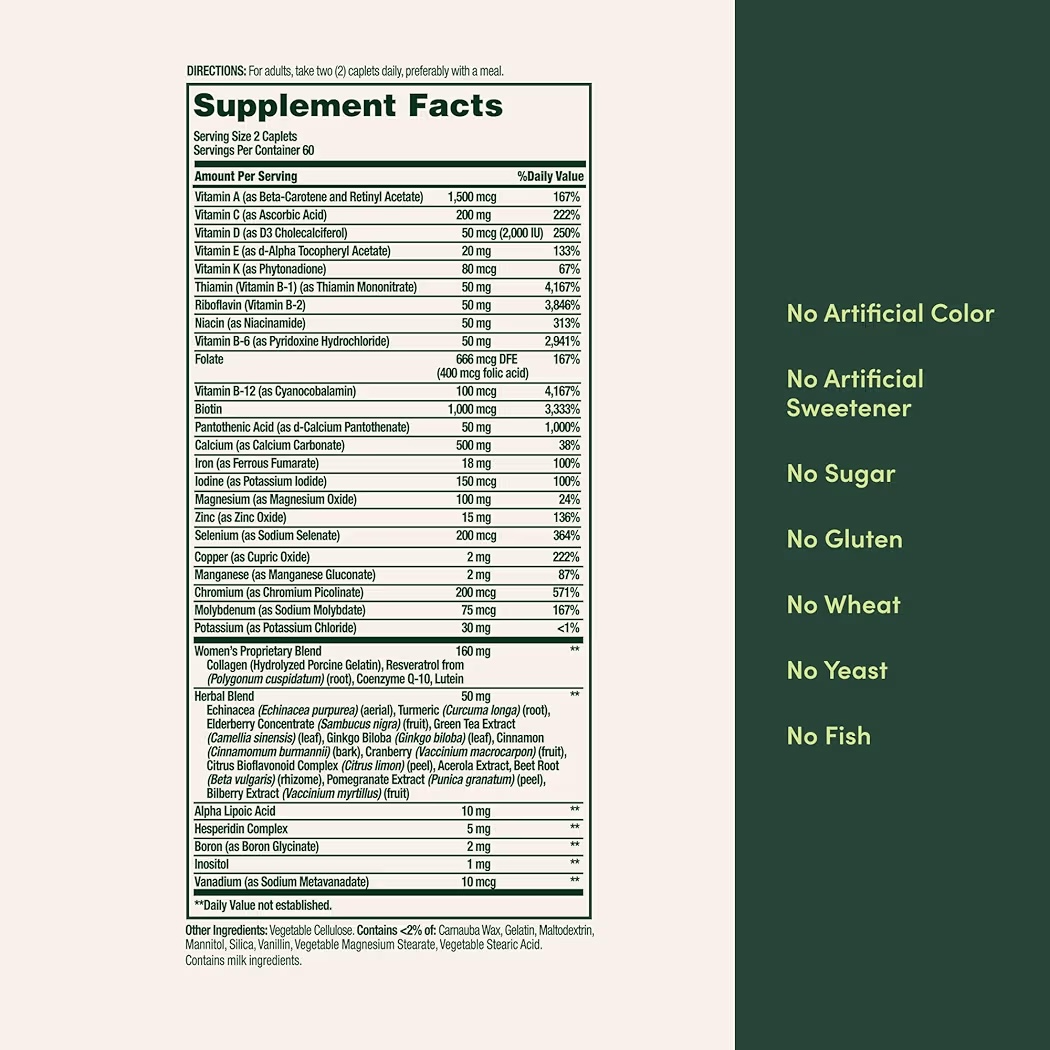 WOMEN’S MULTI: Cápsulas Nature’s Bounty High Potency x120 Unidades