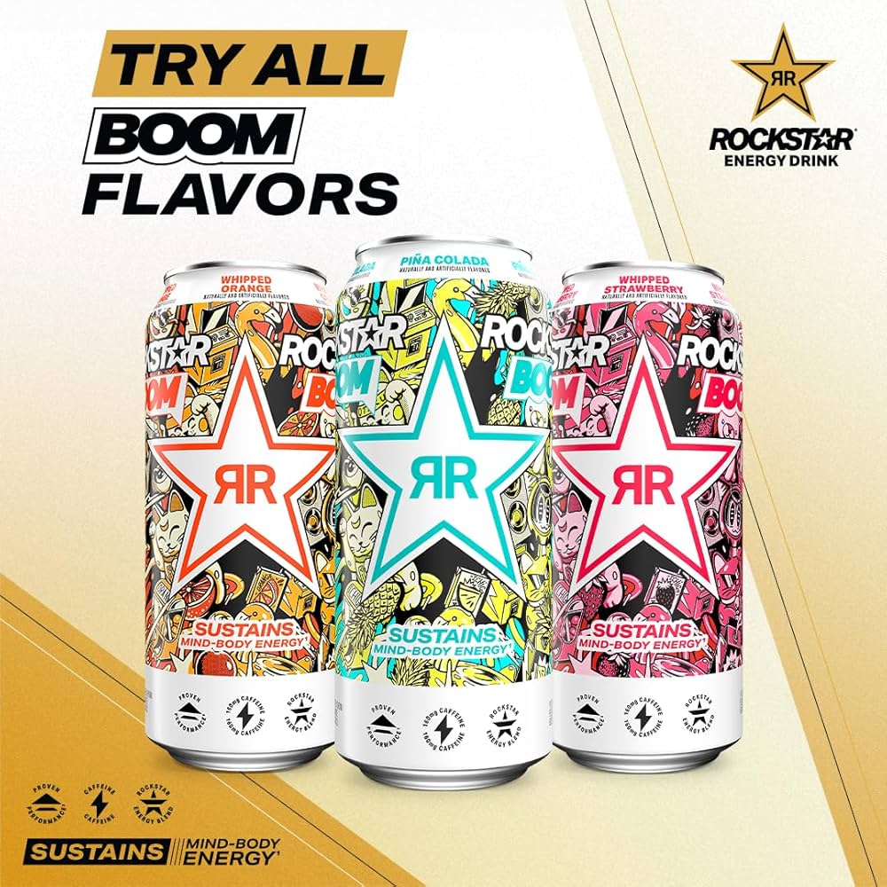 Rockstar Boom Energy Batido de Fresa Whipped Strawberry 473 mL