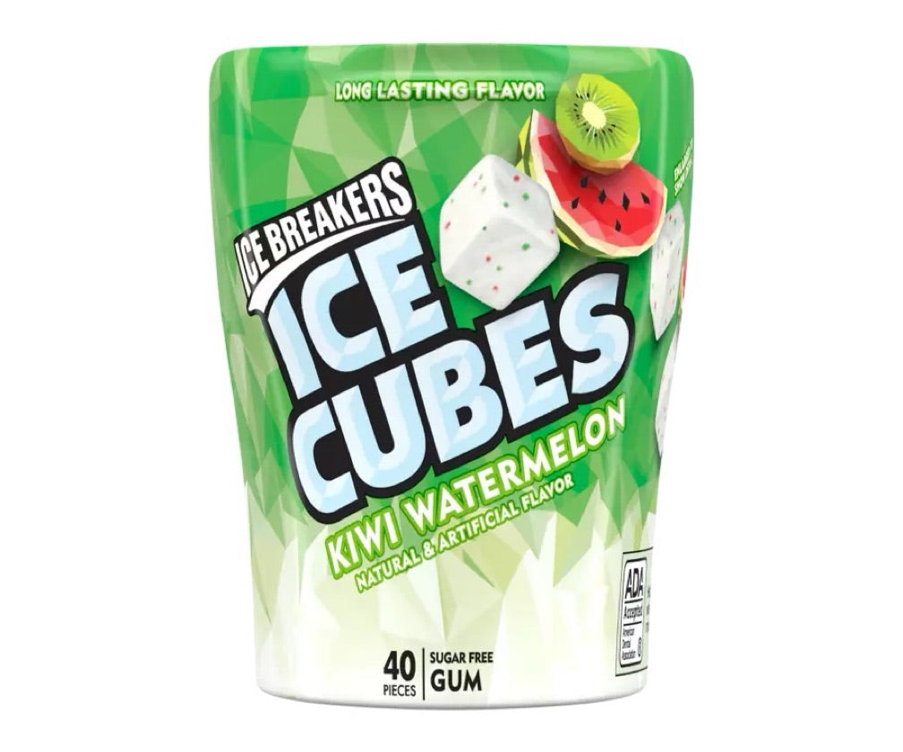Chicles Ice Cubes Sin Azúcar Kiwi Sandía x40 Unidades