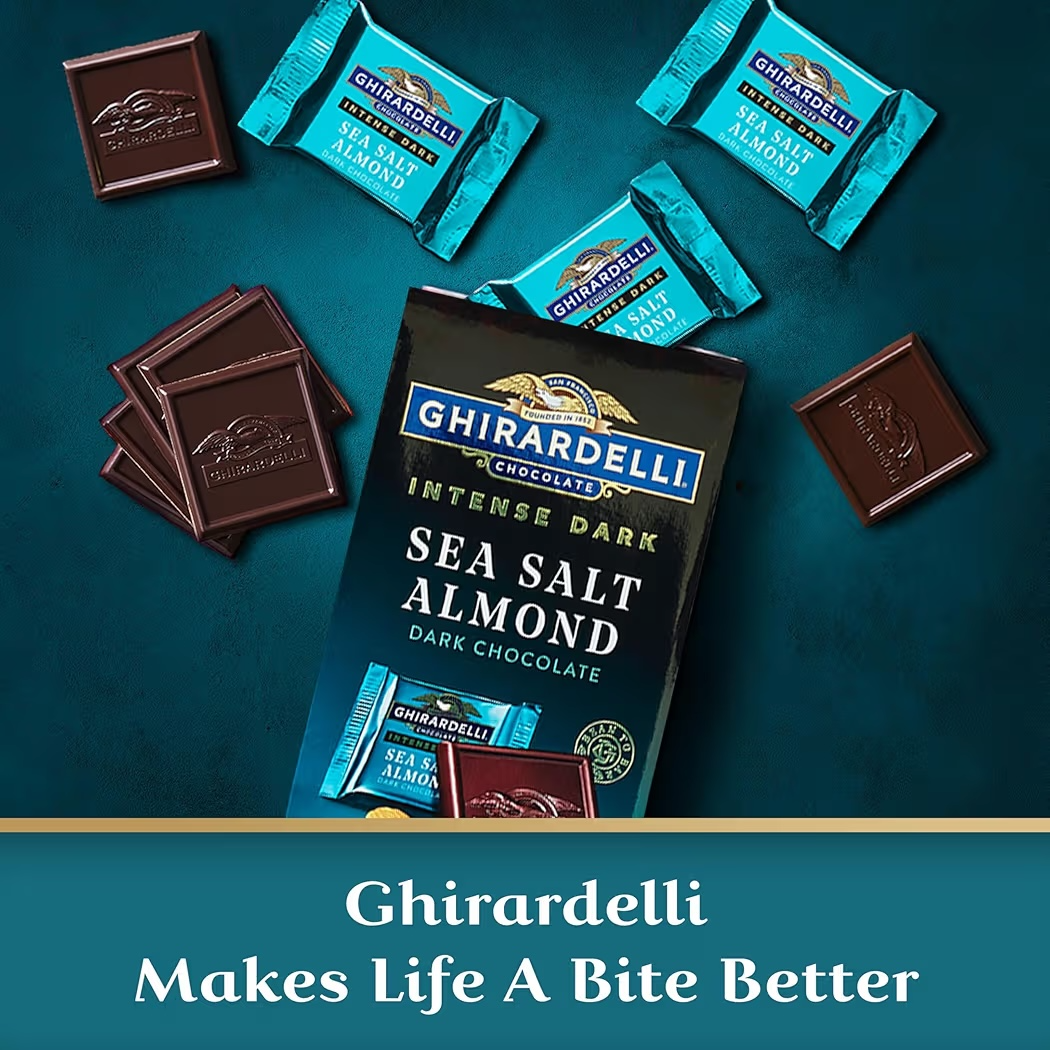 Chocolates Ghirardelli Squares Intense Dark Sea Salt Almond 117g
