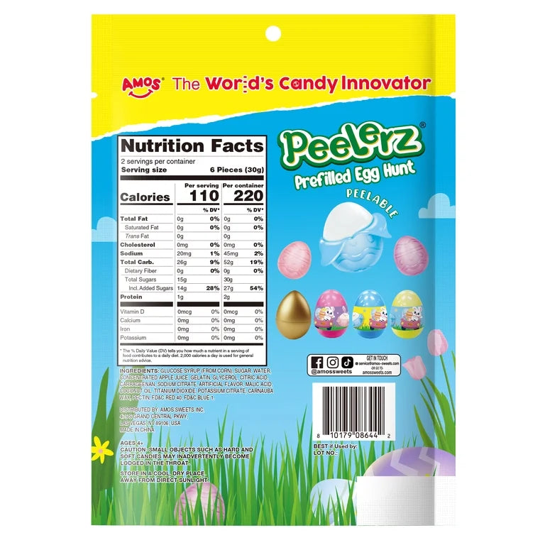 EASTER: Gomitas Pelables Peelerz Amos Huevos x10 Unidades - 60g
