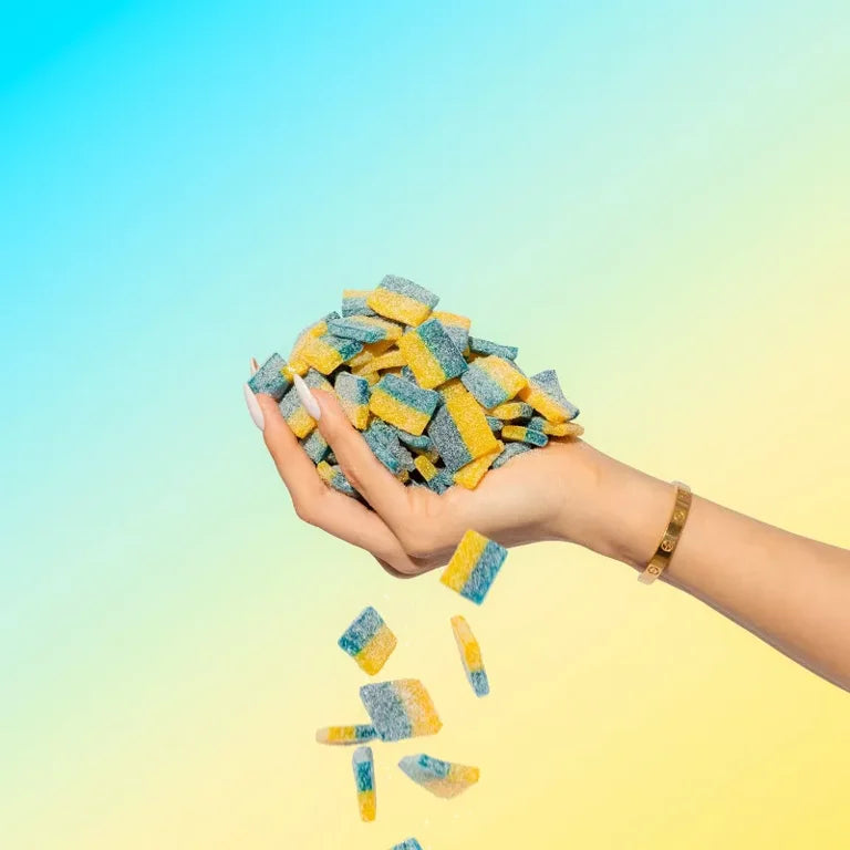 Gomitas Ácidas Sour Strips Bites Bluerazz Lemonade 180g