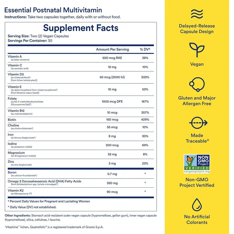 POSTNATAL: Cápsulas Veganas Ritual Multivitamínico Posparto x60 Unidades