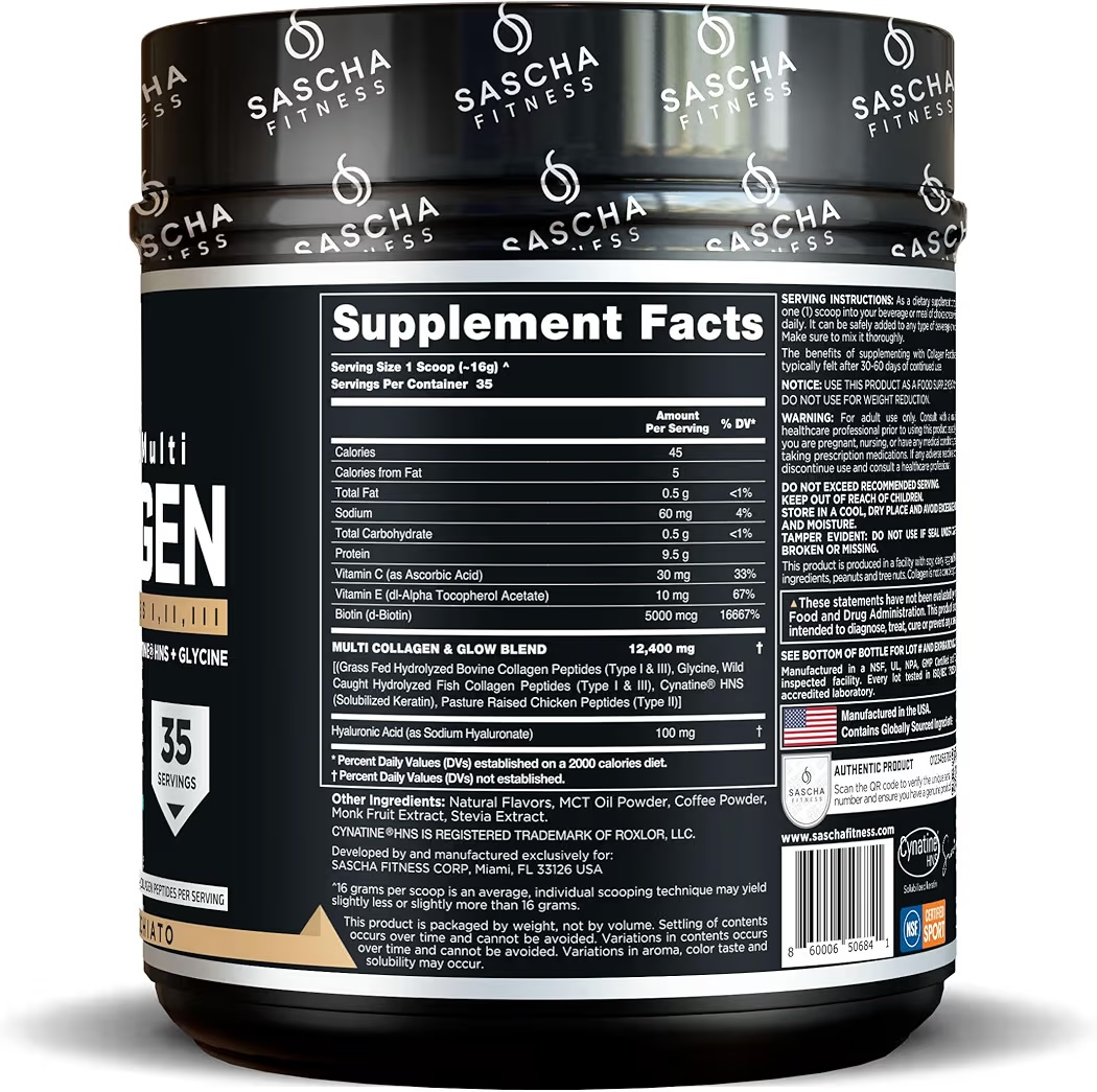 MULTI: Colágeno Hidrolizado Sascha Fitness Caramel Macchiato 560g