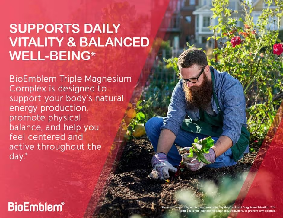MAGNESIUM: Cápsulas Vegetales BioEmblem Triple Complex x90 Unidades