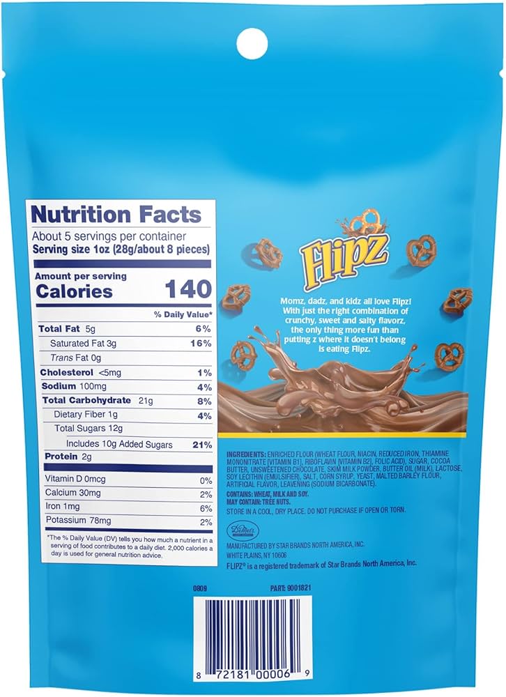 Pretzels Flipz Milk Chocolate Tamaño Grande 212g