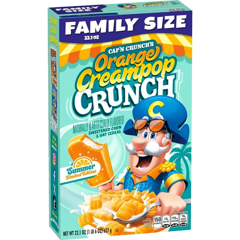 EDICIÓN LIMITADA: Cereal Capitan Crunch Creampop Naranja Tamaño Familiar 627g