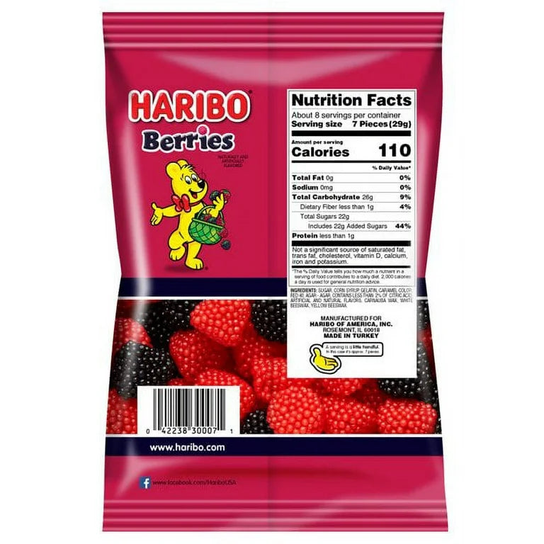 Haribo Berries Crunchy & Chewy Tamaño Grande 227g