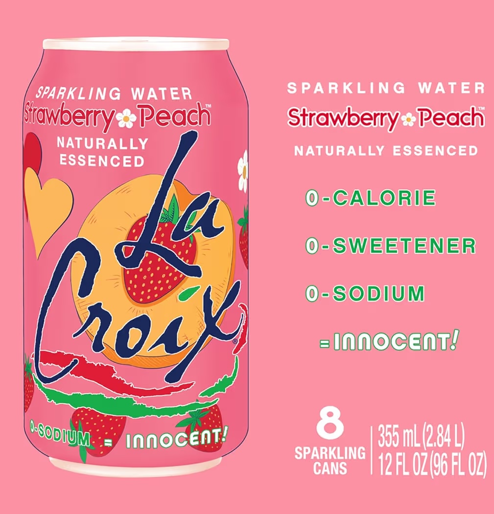 Agua Espumosa La Croix Fresa & Durazno 355 mL
