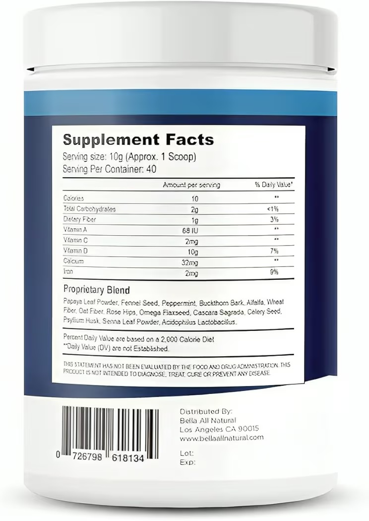 Suplemento Dietético Bella All Natural Limpieza Extra Fuerte 400g